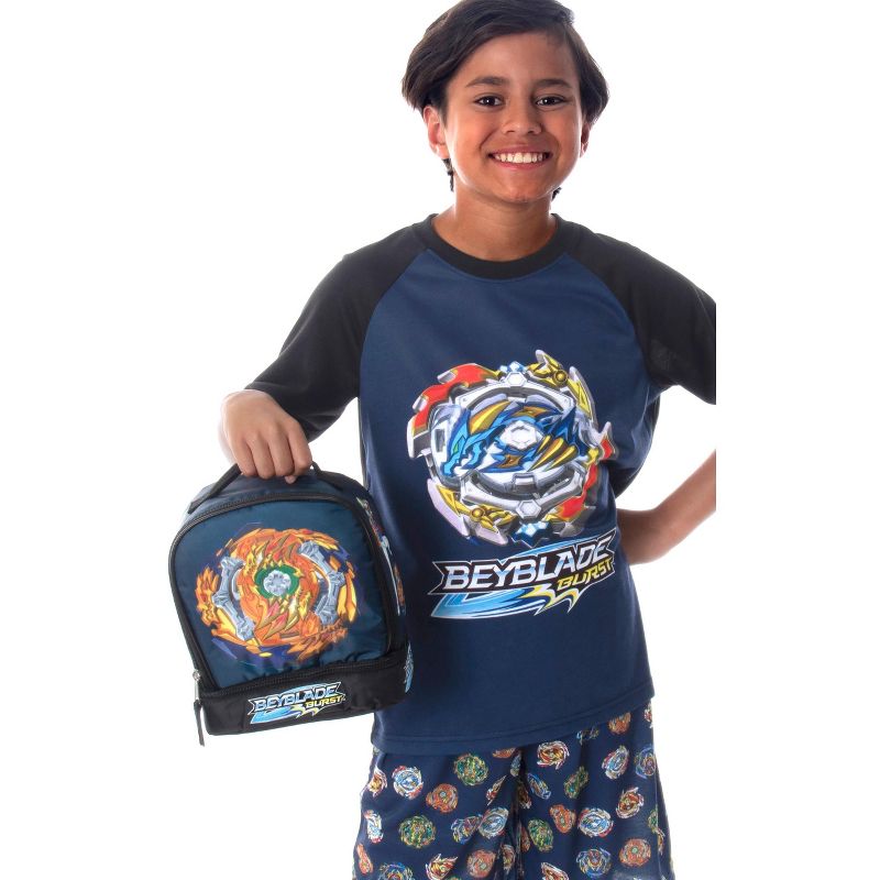 Beyblade Burst Fafnir Spinner Top Insulated Dual Compartment Lunch Bag Blue, 3 of 10