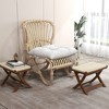 Tangkula 2PCS Folding Natural Rattan Ottoman w/Hand-woven Seat & X-shaped Teak Wood Frame - 2 of 4
