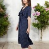 Anna-Kaci Women's Polka Dot Midi Dress with Front Tie Detail Short Sleeves and Button Front Design for a Flattering Fit - 4 of 4