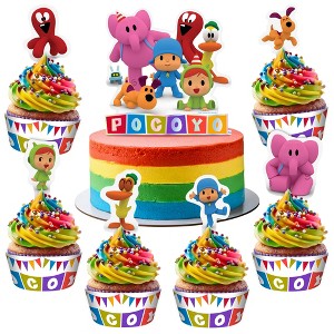 Treasures Gifted Pocoyo (1) Cake Topper & (24) Cupcake Toppers & Wrappers - 1 of 4