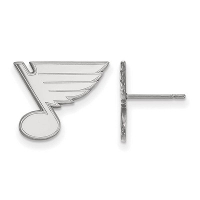 Black Bow Jewelry 14k White Gold St. Louis Blues NHL Stud Earrings