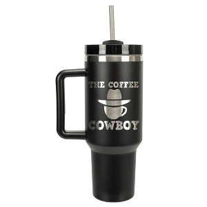 100 North The Coffee Cowboy Hat Country Wrap-Around 40 Oz. Stainless Steel Water Bottle Coffee Mug, Spill & Leak Resistant, Travel Tumbler with - 1 of 4