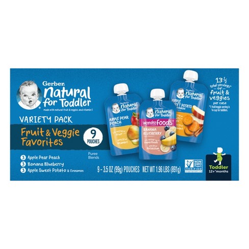 Gerber Baby Food Fruit Veggie Favorites Variety Pack Toddler Puree Pouches 9ct 3.5oz Target