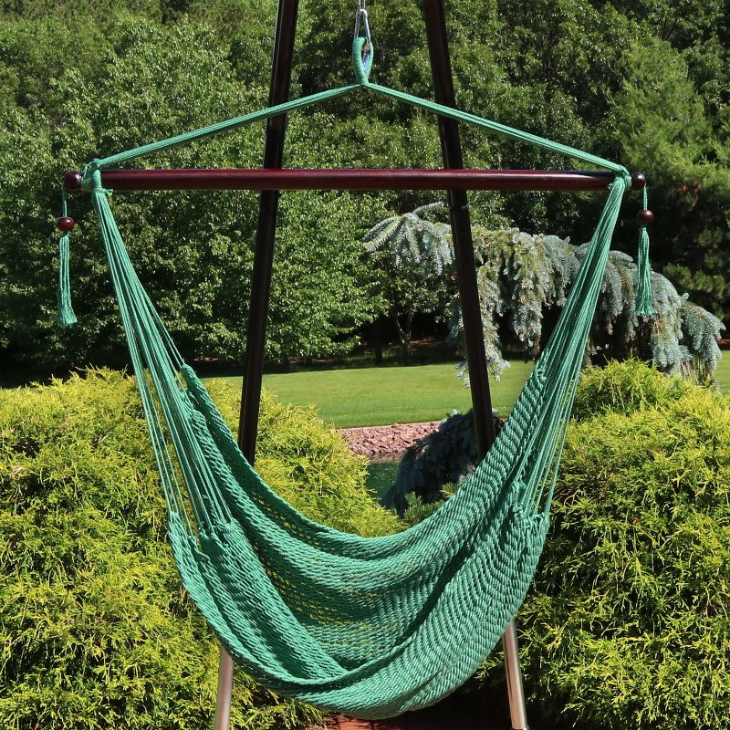 Sunnydaze Modern Boho-Style Soft-Spun Polyester Rope Hanging Caribbean XL Hammock Chair for Yard, Balcony, and Garden, 2 of 10