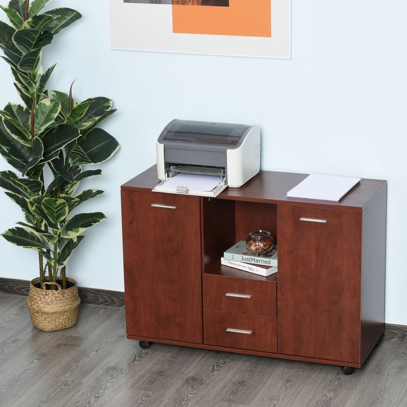 Vinsetto Multifunction Office Filing Cabinet Printer Stand with 2 Drawers, 2 Shelves, & Smooth Counter Surface, 3 of 9