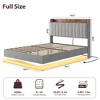 Floating Bed Frame with LED Lights & USB Charging Station – Modern Upholstered Platform Bed with Headboard, Solid Wood Slats Support, No Box Spring - 2 of 4