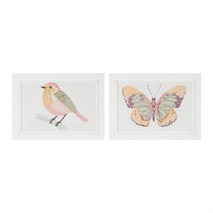 Framed Bird and Butterfly Wall Plaque (Set of 2) - 1 of 3