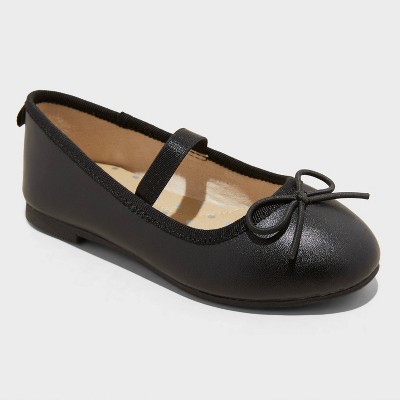 Girls' Glitter Ballet Flats - Toddler/Kids Party Shoes In Black, Gold, Silver (Size 3)