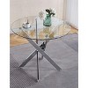 NicBex 35.43 Inch Round Dining Table with Tempered Glass Tabletop and Cross Metal Base for Living Dining Room,Conference Room - 2 of 4
