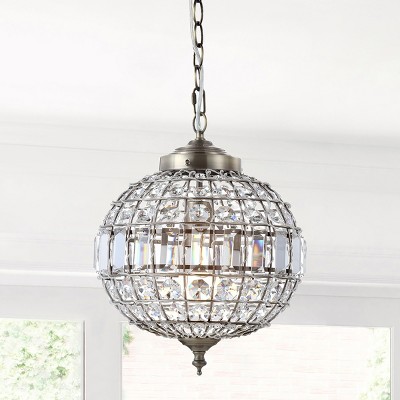 Georgina Antique Brass 12" Crystal Globe LED Pendant