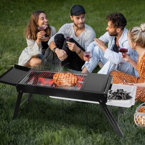 SEVOBAL Outdoor Grills, Griddles and Smokers Portable Foldable Charcoal Grill, Compact Outdoor with Side Tray for Patio Time, Black, 24.1"*9.45"*4.33" - 1 of 4