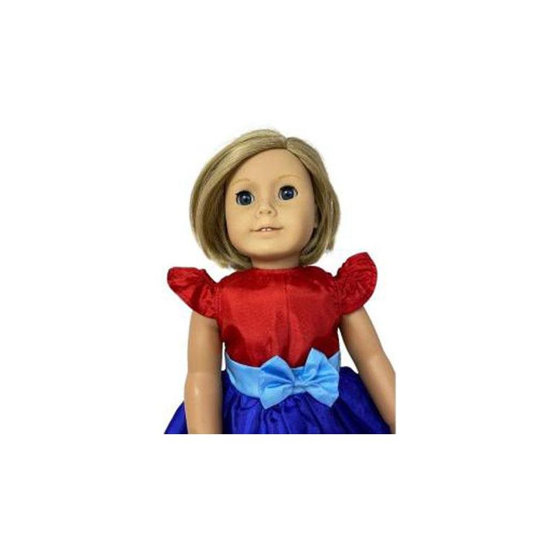 Striking Dress In Bright Red Blue Fits 18 Inch Girl Dolls Like American Girl Our Generation, 4 of 5