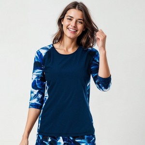 Calypsa Women's Loose Fit 3/4 Sleeve Rash Guard UPF 50+ Margaux Swim Top - 1 of 4