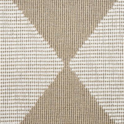 Ivory and Beige Geometric Cotton Blend Washable Rug 5' x 7'