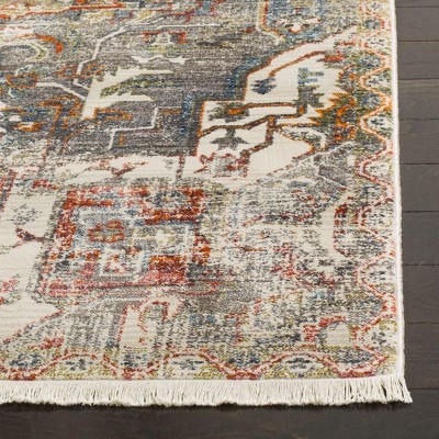 Vintage Persian Charcoal and Olive Synthetic Area Rug