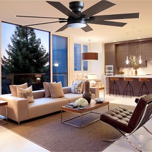 52 Inch 8 Blades Flush Mount Ceiling Fan with Light and Remote - 1 of 4
