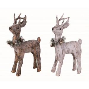 Transpac Christmas Small Styro Deer Set of 2 Christmas Home Decorations - 1 of 1