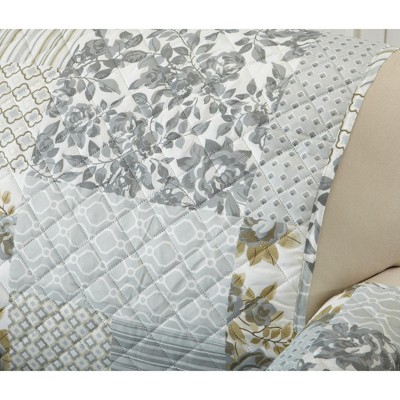Grey Patchwork Quilted Microfiber Loveseat Furniture Protector