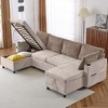 Whisen 113.4" Sectional Sofa, Pull-out Sofa Bed, Versatile Couch with Large Storage Space, Two Cup Holders - 4 of 4