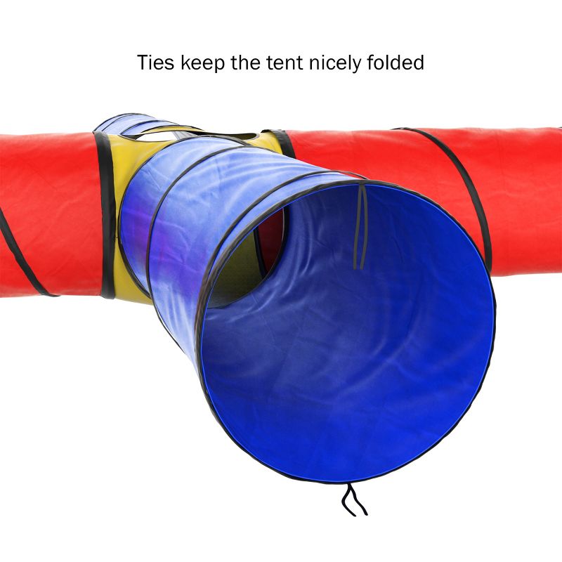 Toy Time Kids' 4-Way Pop-Up Crawl Through Play Tunnel and Portable Playhouse - Blue/Red, 5 of 8
