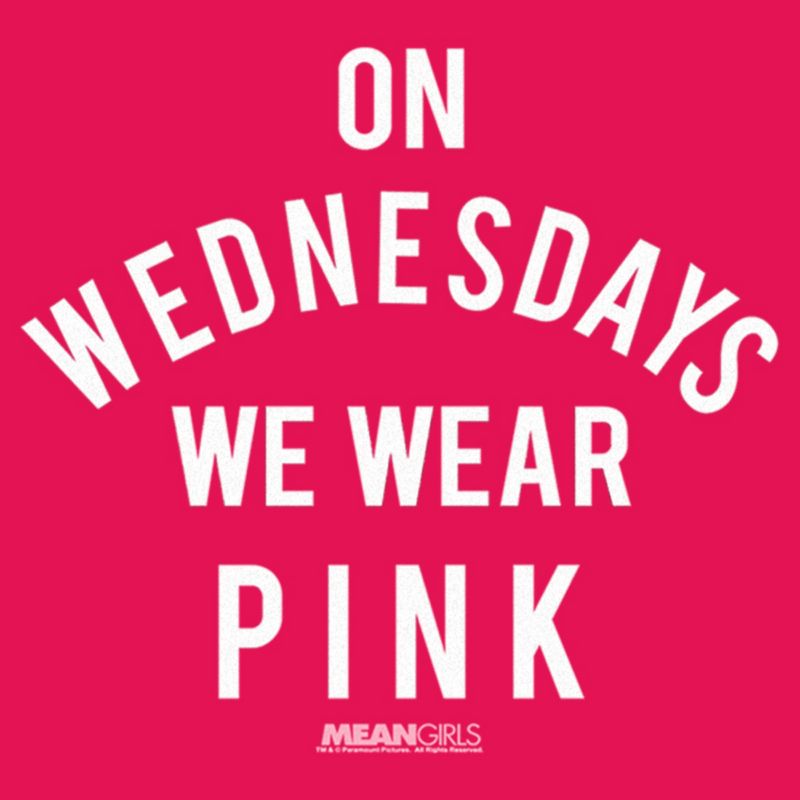 Junior's Mean Girls On Wednesdays We Wear Pink White Bold Racerback Tank Top, 2 of 5