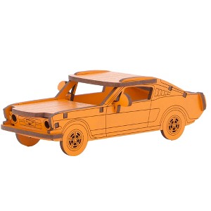 Little & Wood: Woodlet: Medium - Muscle Car - Orange, 3D Wooden Kit-Set, Ages 6+ - 1 of 4