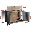 Furniture Dog Crate with Pull-Out Bowls, Wood Dog Kennel End Table with Wheels & Flip-Top, Indoor Pet House for Small to Medium Dogs/Cats - 4 of 4