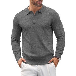 COOFANDY Men's Button Down Classic Knit Polo Golf Shirt - 1 of 4
