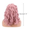 Unique Bargains Women's Halloween Medium Long Body Wave Lace Front Wigs with Wig Cap 16" Pink 1 Pc - image 2 of 4