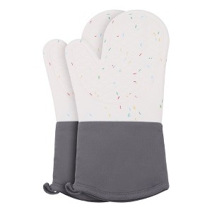 REGALWOVEN Silicone and Cotton Oven Mitts, Heat Resistant and Waterproof Cooking Gloves 2 Pcs Kitchen Mitts - 1 of 4