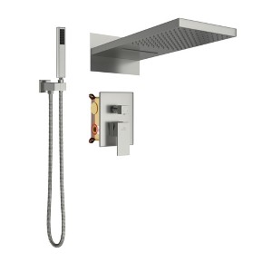 CASAINC 1-Spray Patterns with 2.5 GPM 22 Inches Wall Mount Dual Shower Heads in Spot Resist (Valve Included) - 1 of 4
