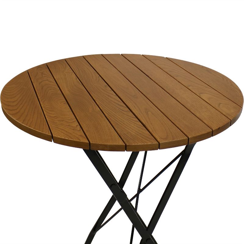 Sunnydaze Indoor/Outdoor Chestnut Wood Folding Round Patio Tall Bar Height Table - 28" - Brown, 5 of 9