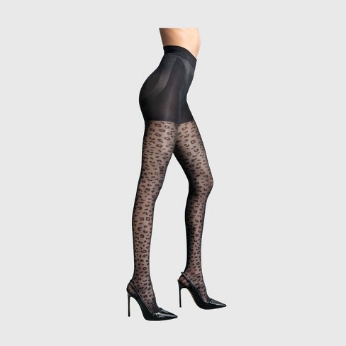 L eggs Women s 360 Contour Sheer Leopard Tights Black Target