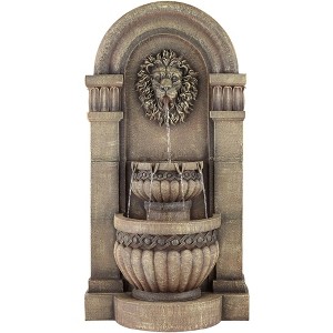 Royal Lion Face 50" High Large Italian Indoor Outdoor Decor Faux Stone Floor Fountain with Light LED 2-Tier Outside Garden Patio - 1 of 4