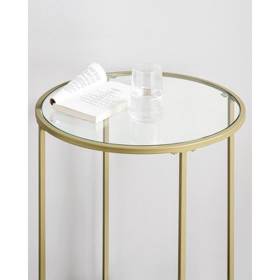 Gold Round Glass Top Side Table with Metal Frame