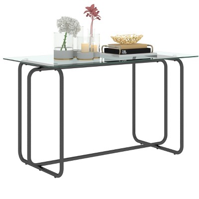 NicBex Dining Table Kitchen Table Modern Rectangular Tempered Glass Dining Table for Dining Room