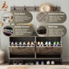 Shoe Storage Bench with Flip Drawers & Coat Rack, Shoe Cabinet - 3 of 4
