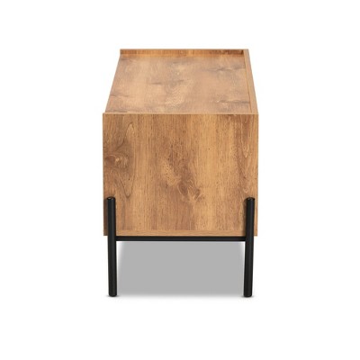 Tasman Industrial Black Metal and Natural Wood 2-Door TV Stand