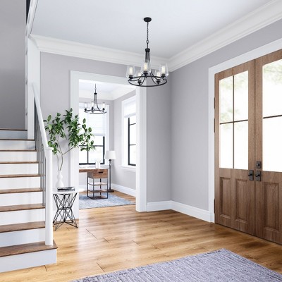 Ashford Rubbed Bronze 5-Light Chandelier with Clear Glass Globes