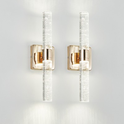 VYNXARIA Gold-Plated Crystal Wall Lights, 17" Bubble Design - Modern Indoor Sconces