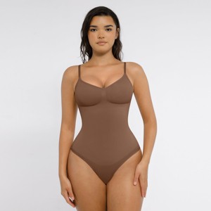 Feelingirl Women's Sculpt Seamless Thong Bodysuit Shapewear Black XS/S - 1 of 1