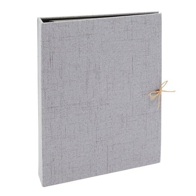 Okuna Outpost Small Scrapbook Binder, 3-Ring Linen Memory Photo Album Book Gift with 30 Pages, 8.45x10.5 in, Gray