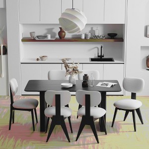 Lirago Solid Wood 67'' Rectangular Dining Table for 6 People Nordic Style Black - 1 of 4