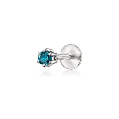 Pure Collection by Ross-Simons Blue Diamond-Accented Single Flat-Back Stud Earring in Sterling Silver