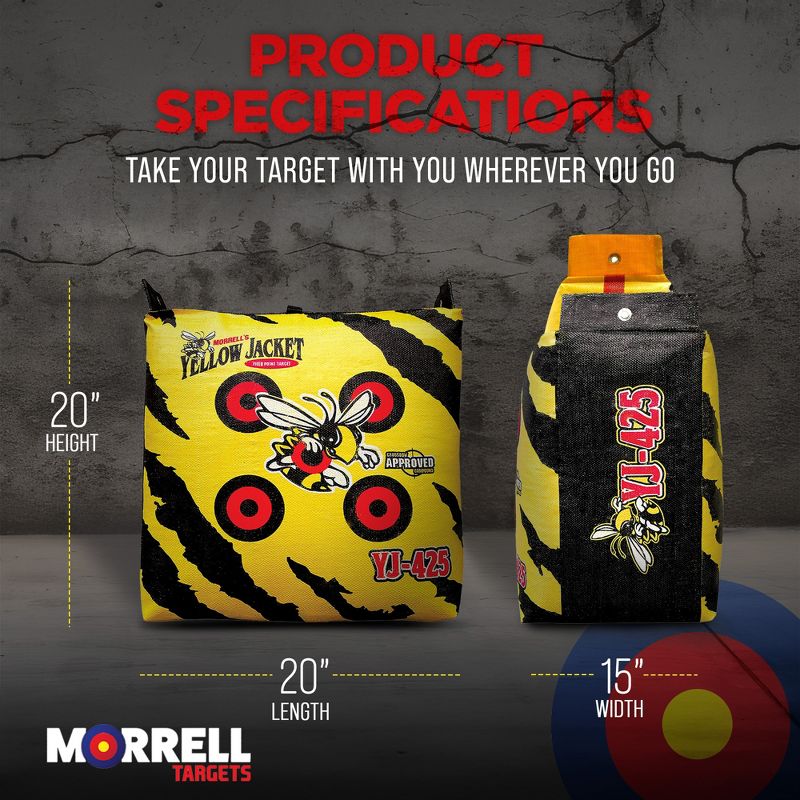 Morrell Yellow Jacket YJ-425 Outdoor Portable Adult Field Point Archery Bag Target with 2 Shooting Sides, 10 Bullseyes, and Carry Handle, Yellow, 3 of 7