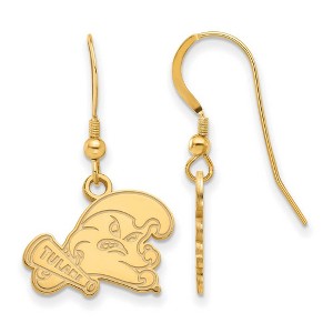 Black Bow Jewelry 14k Yellow Gold Plated Sterling Silver Tulane Green Wave NCAA Dangle Earrings - 1 of 3