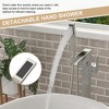 Freestanding Bathtub Faucet Waterfall Tub Filler Brushed Nickel Floor Mount Brass Bathroom Faucets with Hand Shower - 2 of 4