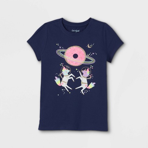 Girls Space Unicorns Short Sleeve Graphic T Shirt Cat Jack Navy Target - roblox code for space unicorn