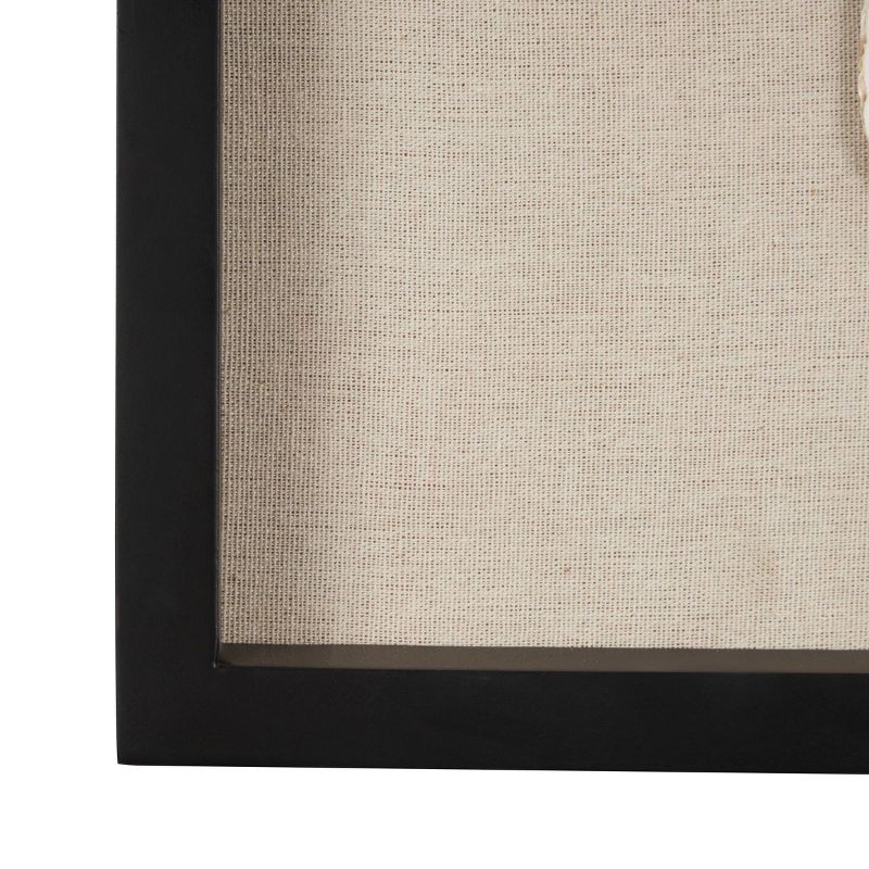 Shell Handmade Abstract Circular Wall Decor with Beige Linen Backing and Black Frame Cream - Olivia & May, 4 of 9
