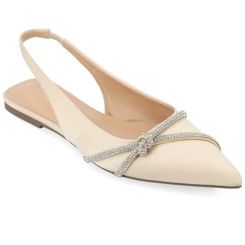 Journee Collection Womens Rebbel Sling Back Pointed Toe Flats Champagne ...